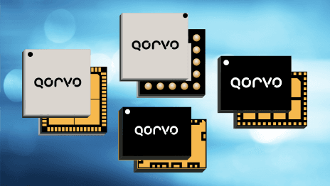 An illustration of a set of chips with the Qorvo logo on them